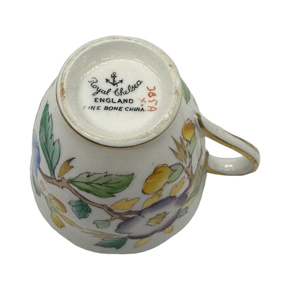 Royal Chelsea England Demitasse Cup & Saucer Set 385A Floral AOP Bone China EUC - Picture 8 of 10